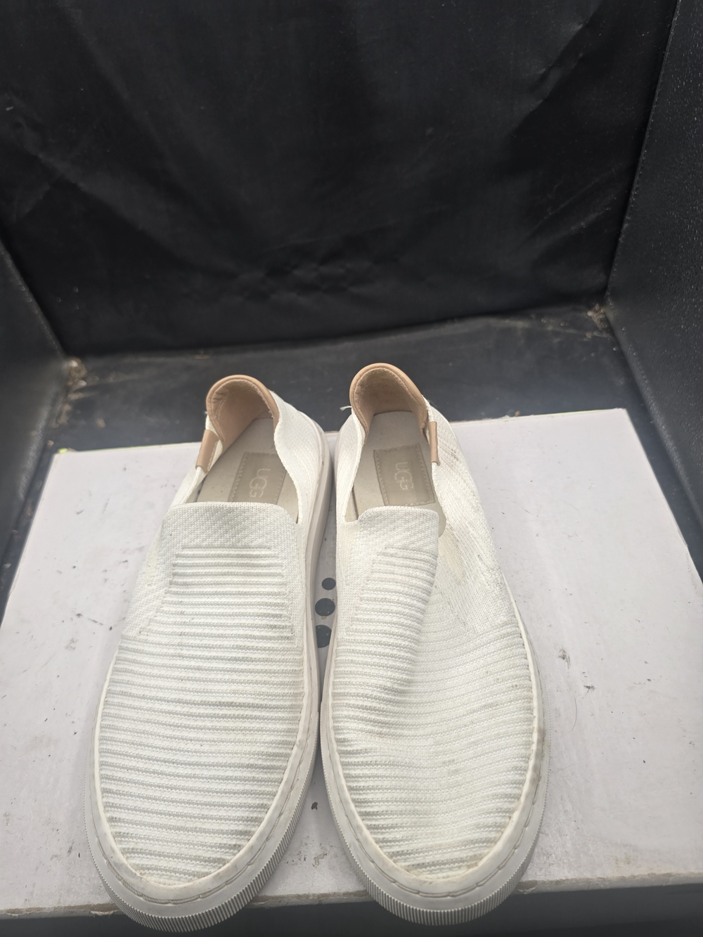 UGG Men's Slip-On Sneakers in Off-White with Tan Heel Tab
